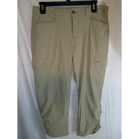 Eddie Bauer Travex Cargo Capri Hiking Pants Roll Tab Khaki‎ Womens Size 6 - Picture 1 of 3
